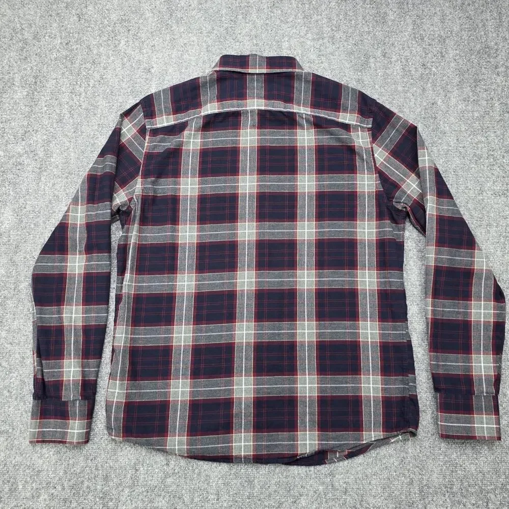 UNTUCKit Shirt Mens Large Red Navy Plaid Alentejo Slim Fit Cotton Button Down